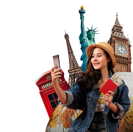Traveler exploring famous international destinations with Xpedia Holidays